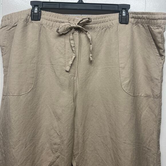 Jovie Linen Blend Beige  Capri Women's Pants Size XXL Breathable Lightweight - Picture 3 of 12